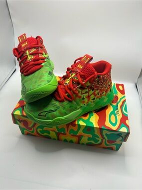 Puma Red and Neon Green Basketball Shoes